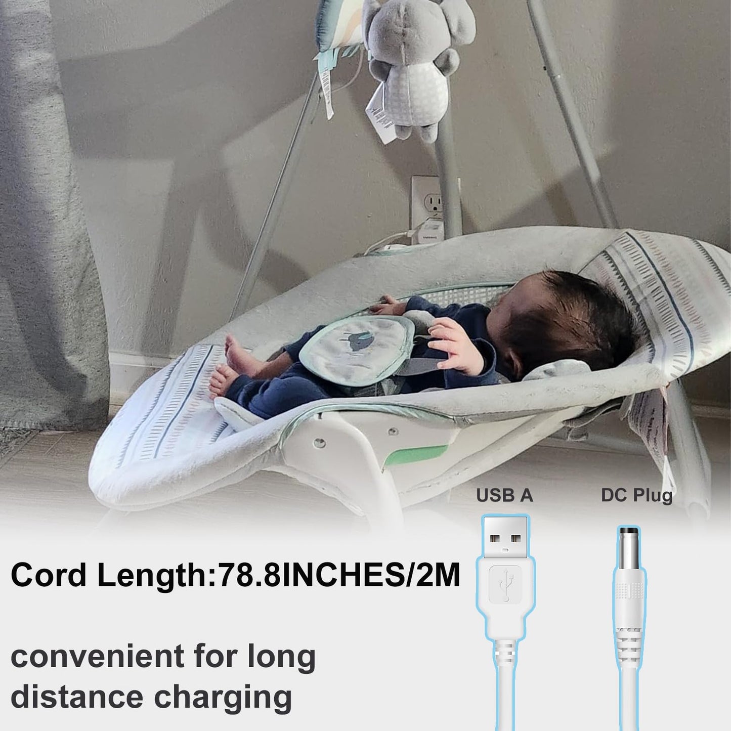 Ingenuity Baby Swing Charger - 2-In-1 Compact Portable Replacement Power Cord For Baby Rocker - Compatible With Inlighten, Simpl