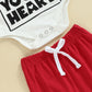 Infant Baby Boy Valentines Day Outfit Infant Valentines Outfit Boy Long Sleeve Romper Onesie Jogger Pants Set(B-White,3-6 Months