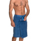 Towelselections Mens Shower Wrap Adjustable Cotton Terry Velour Wrap Gym Body Cover Up Small/Medium Dutch Blue