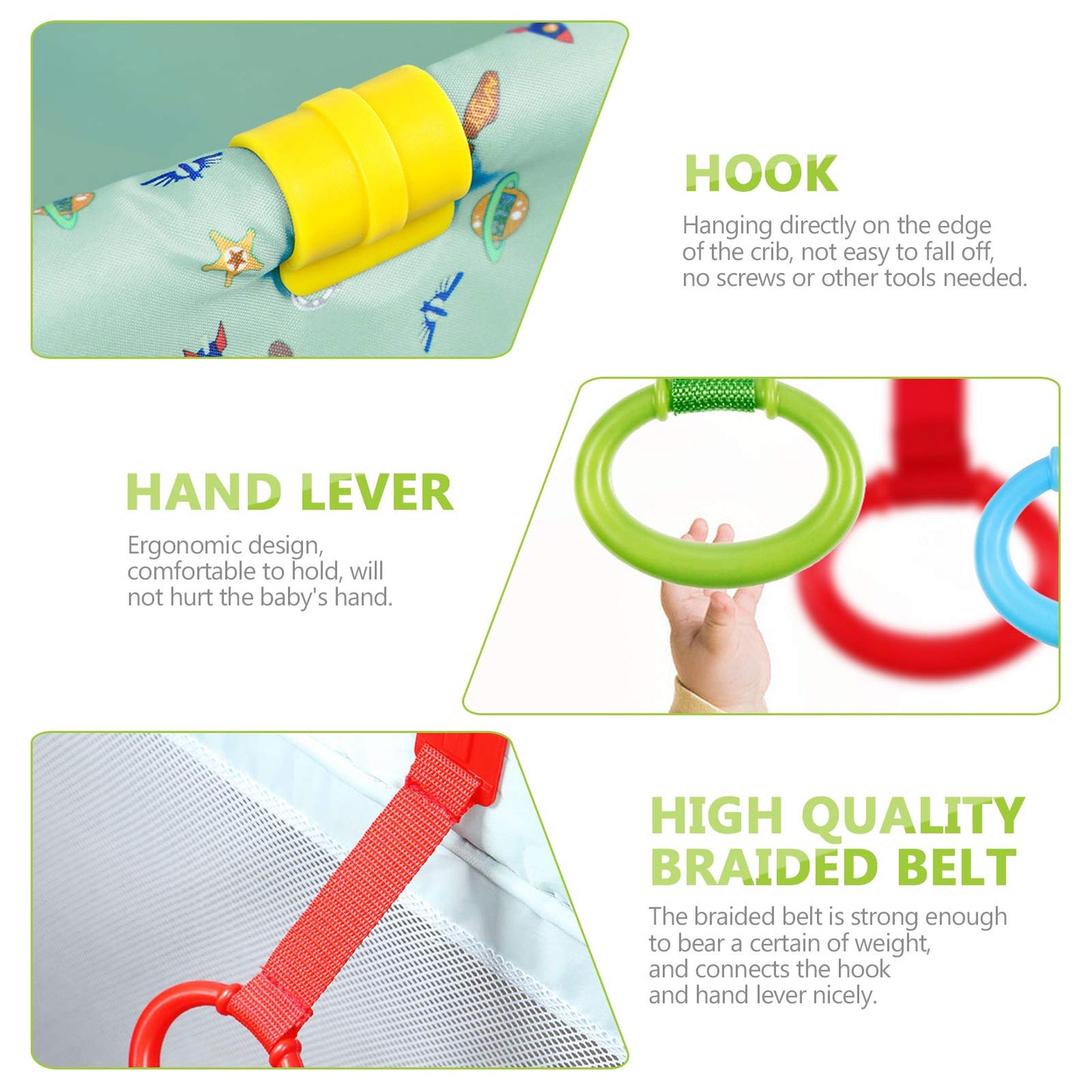 Toyandona 4Pcs Baby Toddler Walking Assistant Pull Up Ring Safety Stand Up Rings For Toddler
