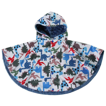 Snuggle Stuffs Boys Minky Dot Poncho Blue Dinosaurs