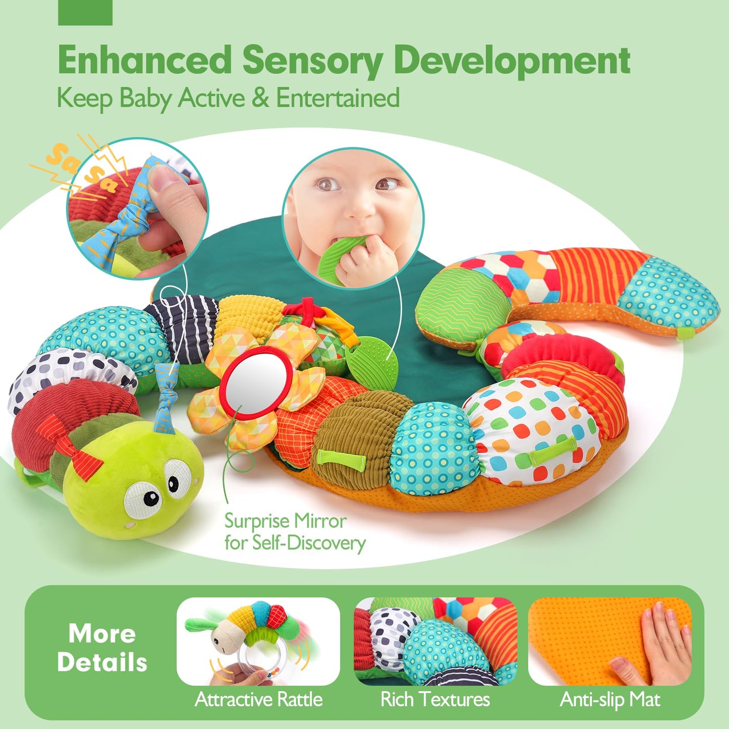 Hahaland Upgraded Tummy Time Toys - 4 In 1 Tummy Time Pillow & Baby Sitting Support For Newborn Infant Baby 0-3 Months Early Dev