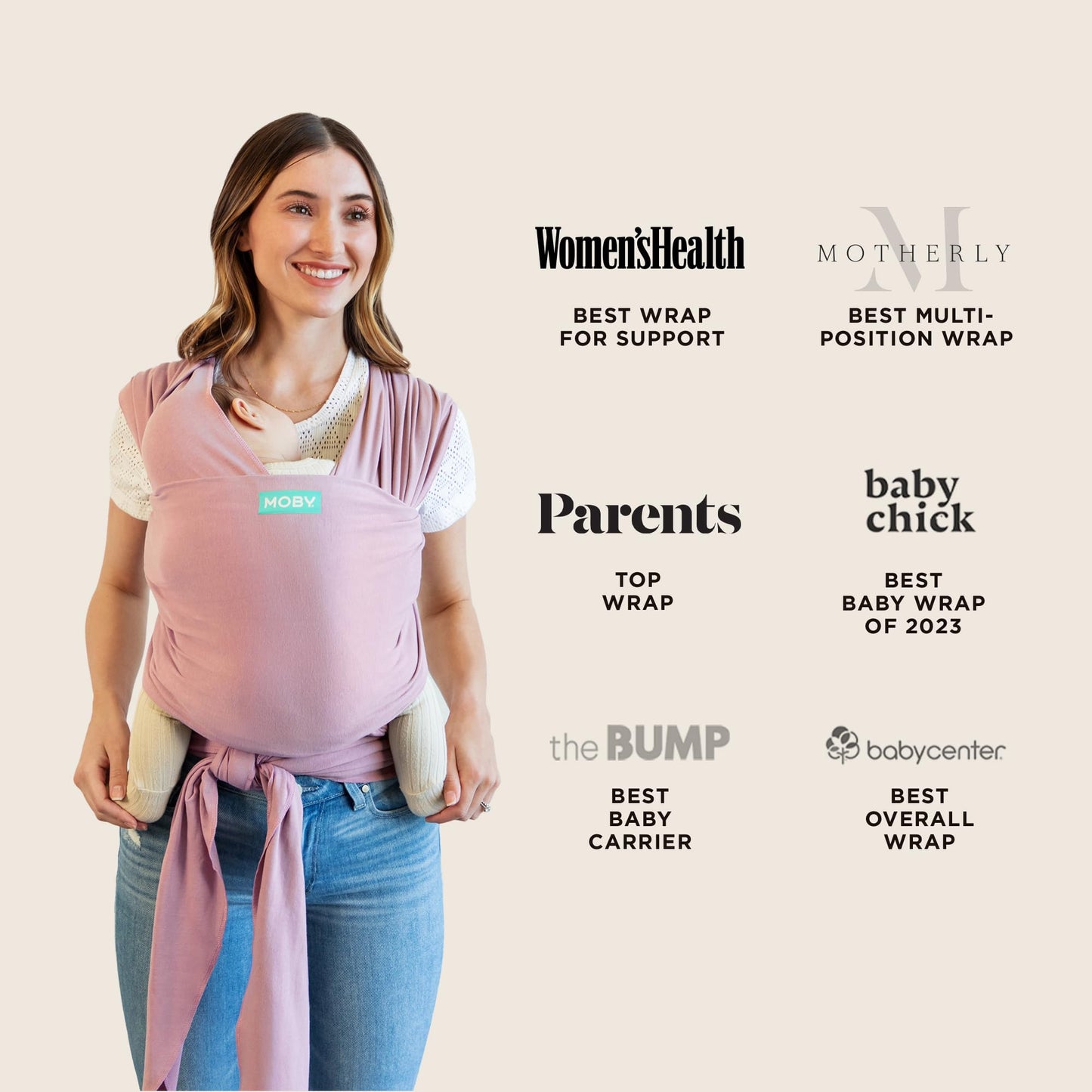 Moby Wrap Baby Carrier  Classic  Baby Wrap Carrier for Newborns & Infants  #1 Baby Wrap  Go to Baby Gift  Keep Baby Safe & Secur