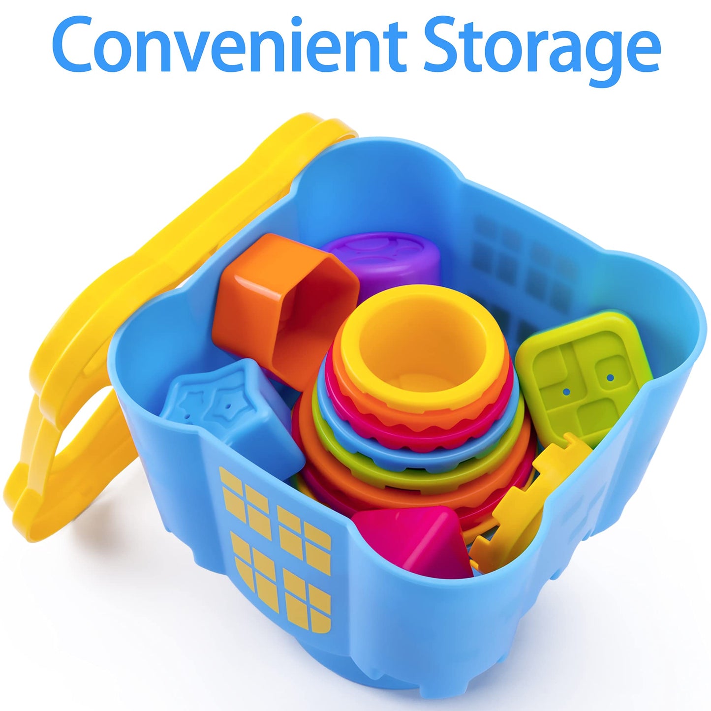 iPlay, iLearn Baby Stacking Toys, Toddler Nesting Stack Cups, Infant Stackable Block, Kids Sorting Game W/Shape Sorter for Sand