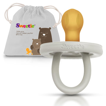 Sweetie Rubber Pacifier Natural Rubber Pacifier Rounded (Grey, 0-6 Month)