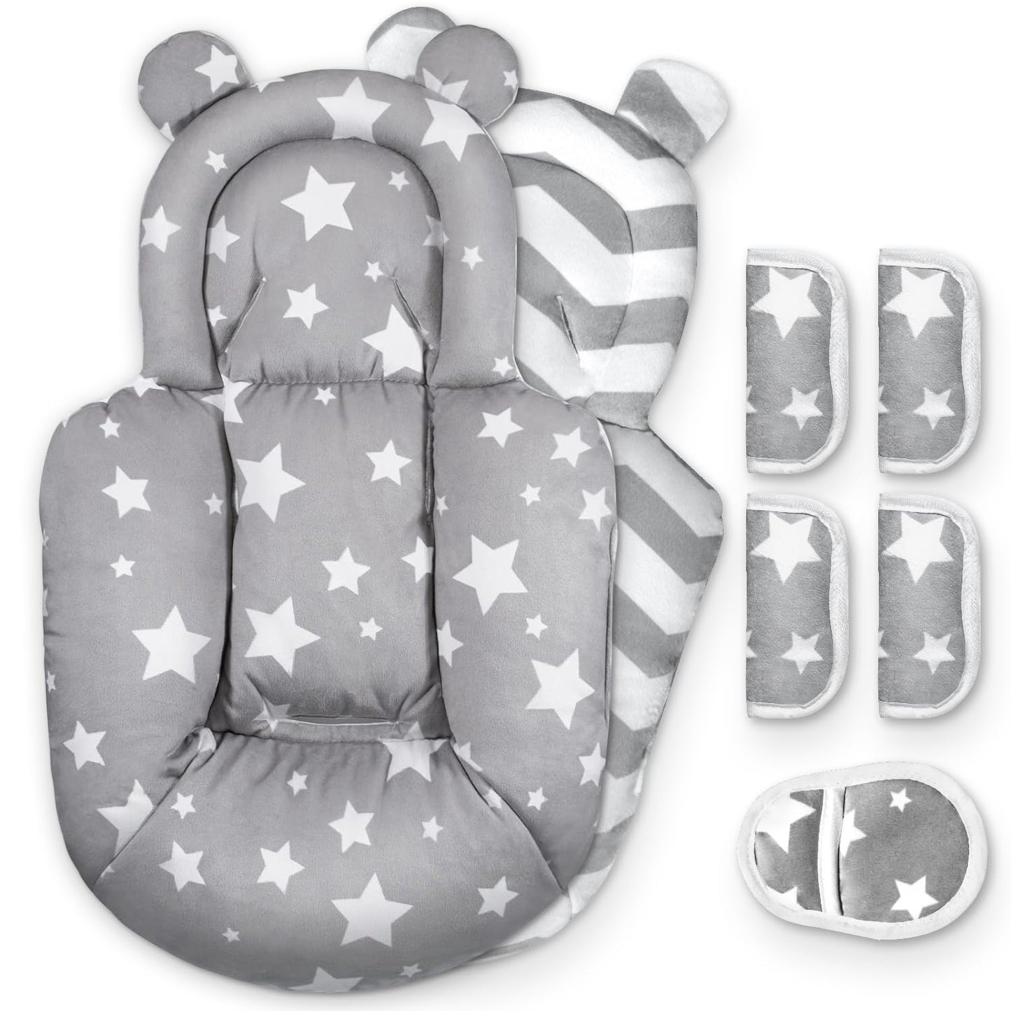 Feisike Infant Insert Compatible With 4Moms Mamaroo & Graco, Include 5 Pcs Strap Pad, Reversible Mamaroo Newborn Insert Head And