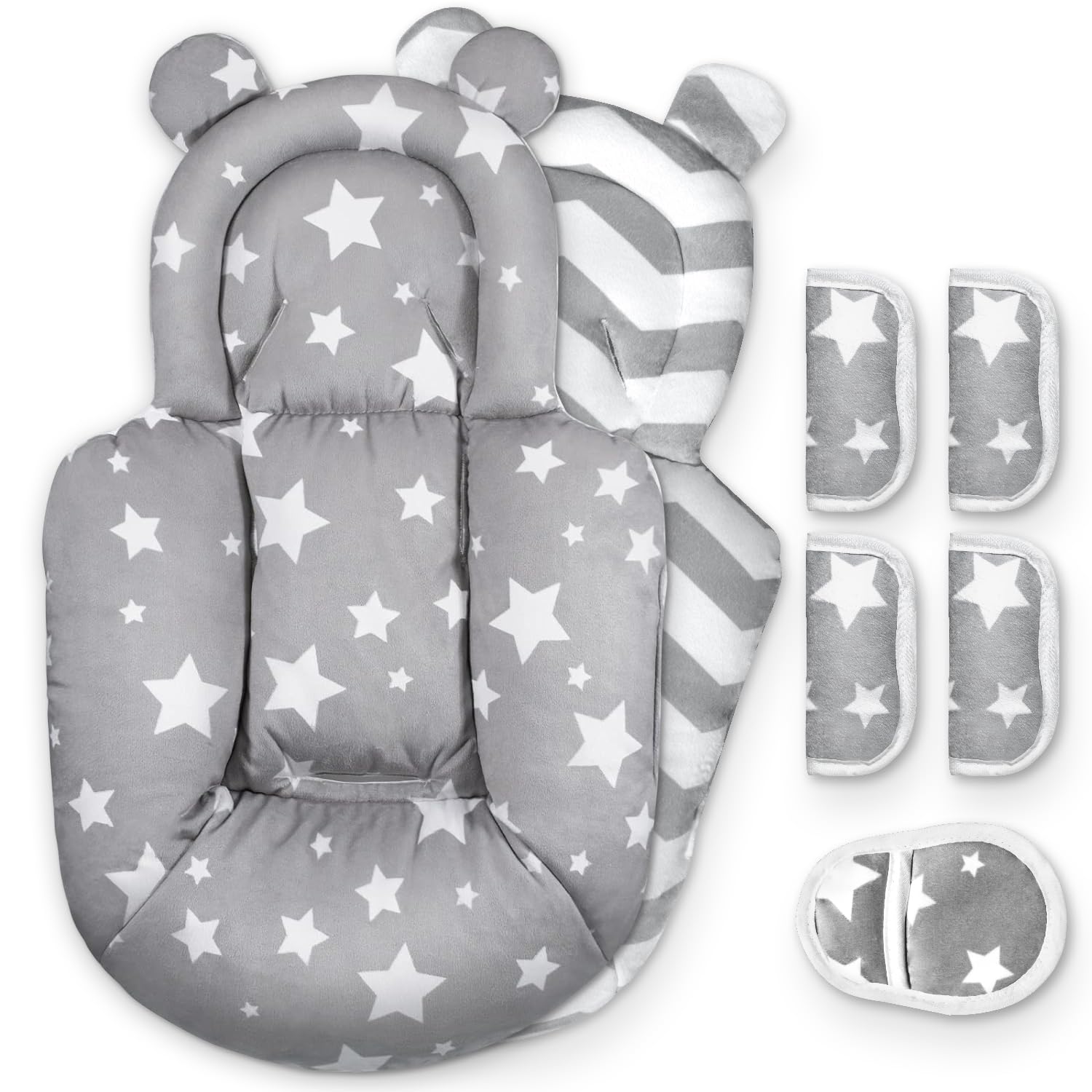 Feisike Infant Insert Compatible With 4Moms Mamaroo & Graco, Include 5 Pcs Strap Pad, Reversible Mamaroo Newborn Insert Head And
