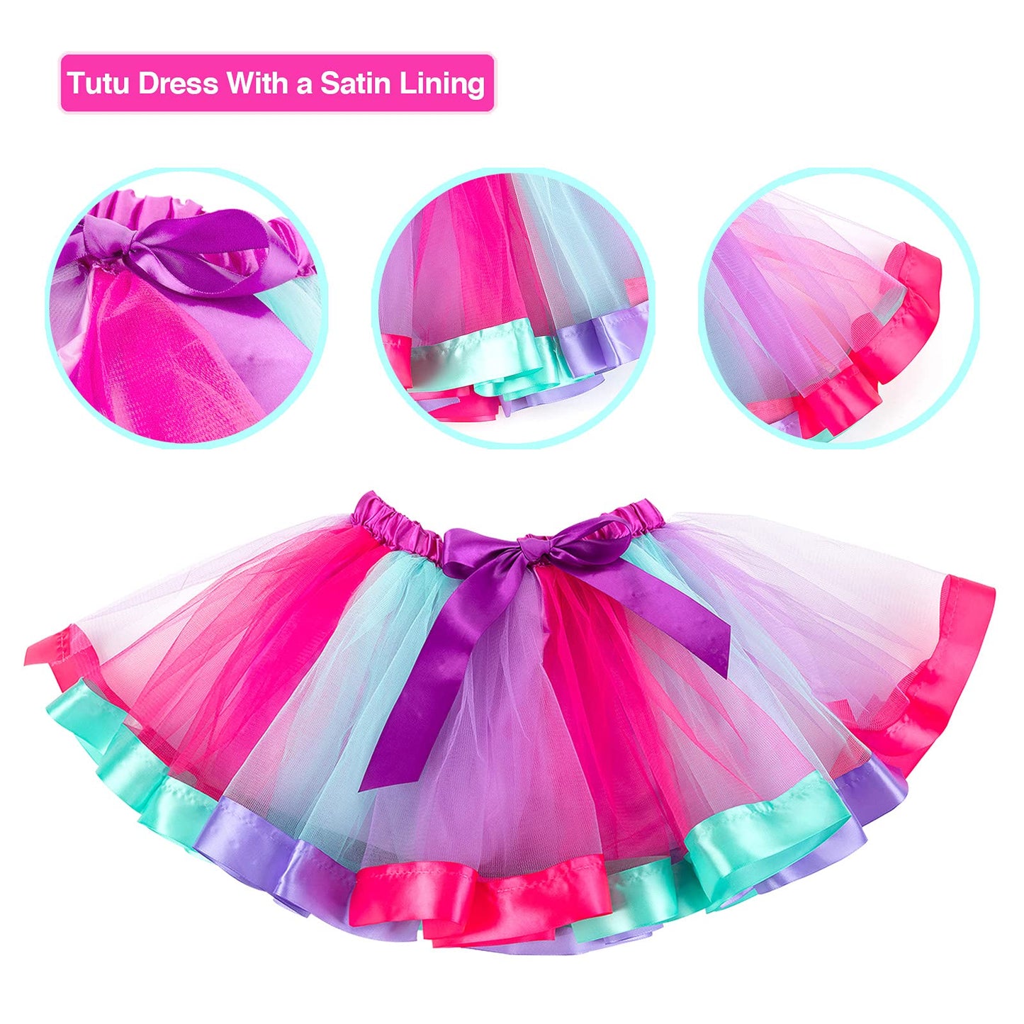 Birthday Girls Costume - Headband, Shirt, Tutu Skirt Dress, Satin Sash - Unicorn Gifts For Girls (Birthday Girl 7, 4-5 Years)