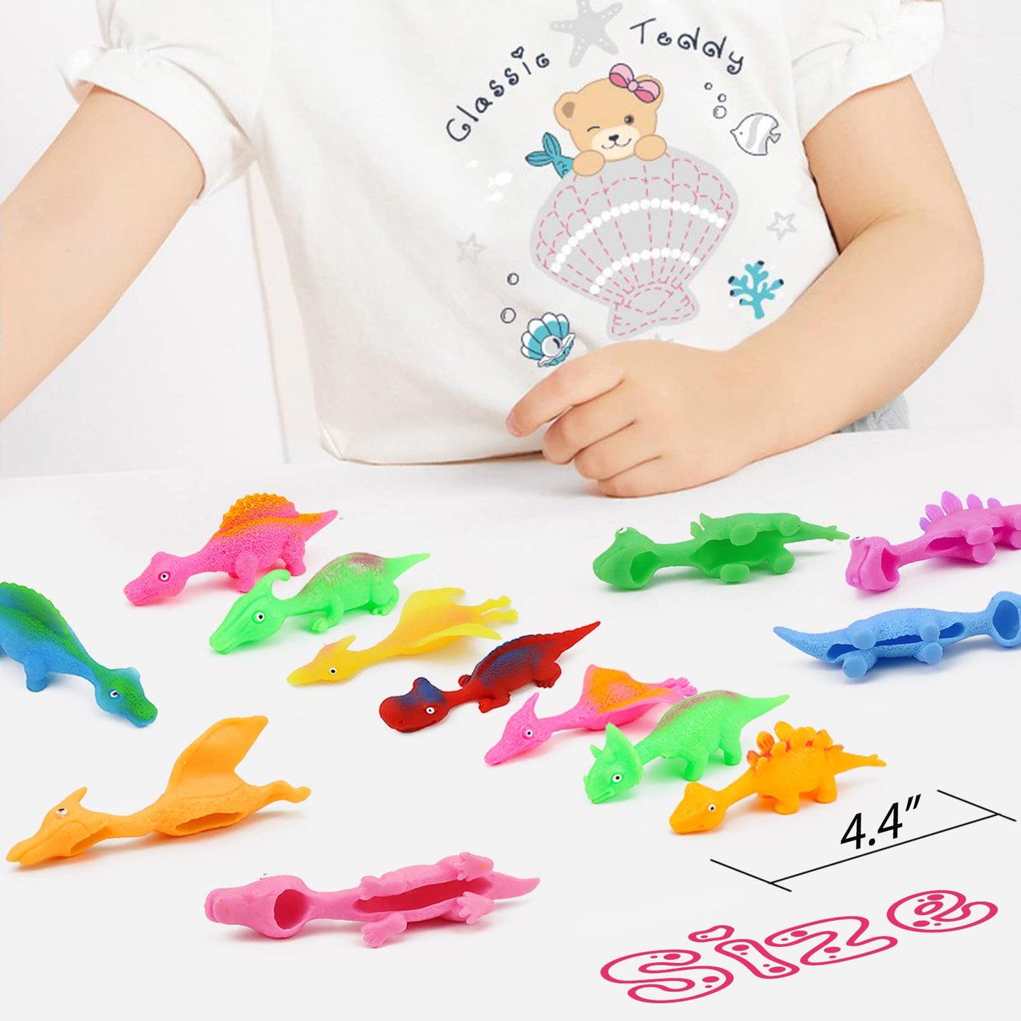 30 Pcs Slingshot Dinosaur Finger Toys, catapult toys as fun as slingshot chicken, cute shapes, more colors, Great for Flying Gam