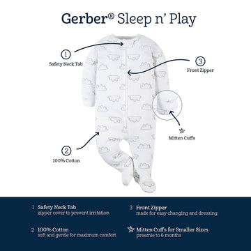 Gerber Baby Girls 4 Pack Sleep N Play Footie Bear Pink Newborn