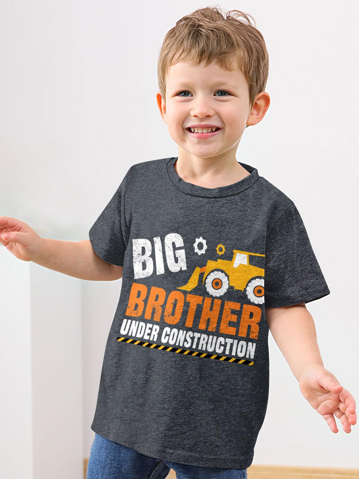 Funnycokid Big Brother Shirt 3T 2T Big Bro Short Sleeve Black Bulldozers Construction Digging It Big Brother Toddler T Shirt Pre