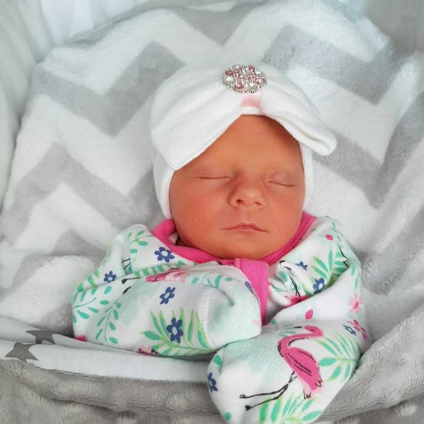 Bqubo Newborn Baby Caps Mittens For Baby Girls Set Hospital Hat Beanie Infant Hats With Bow Baby Scratch Mitten Gloves