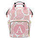 XOZOTY Cow Pattern Pink Diaper Bags Backpack with Name Personalized Baby Bag Nursing Nappy Bag Gifts for Mom Girl