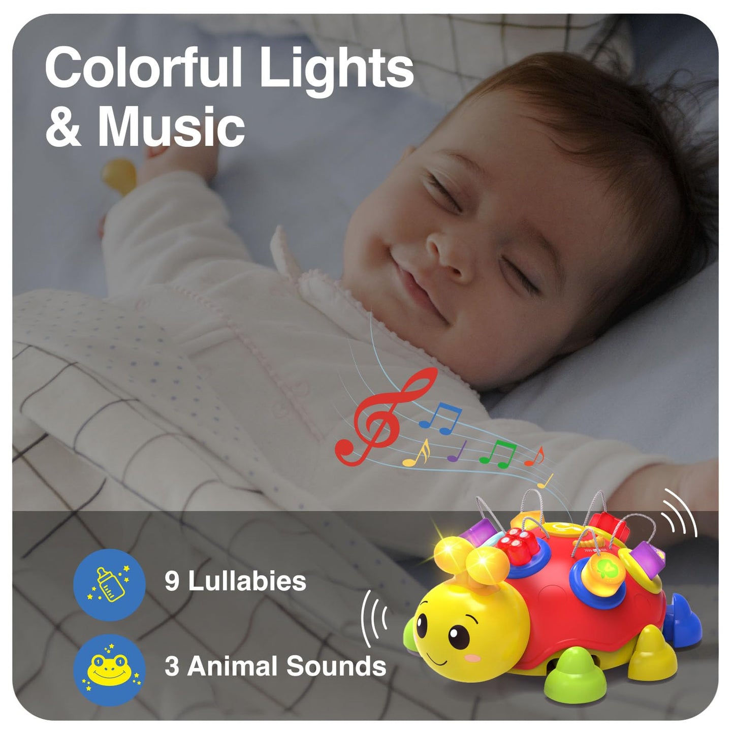 Baby Bilingual Musical Ladybug Crawling Toys,Baby Toys 6-12 Months with Light-up Music, Early Educational Learning Toys, Infant