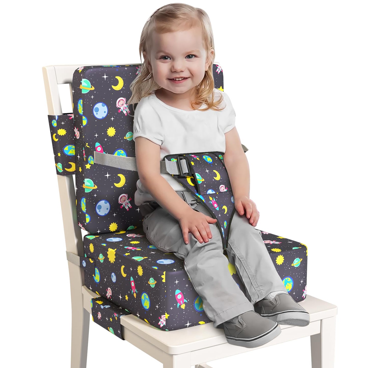 Booster Seat for Dining Table, Toddler Booster Seat for Dining Table with Safety Buckles, Anti-Scratch Easy Cleaning Toddler Sea
