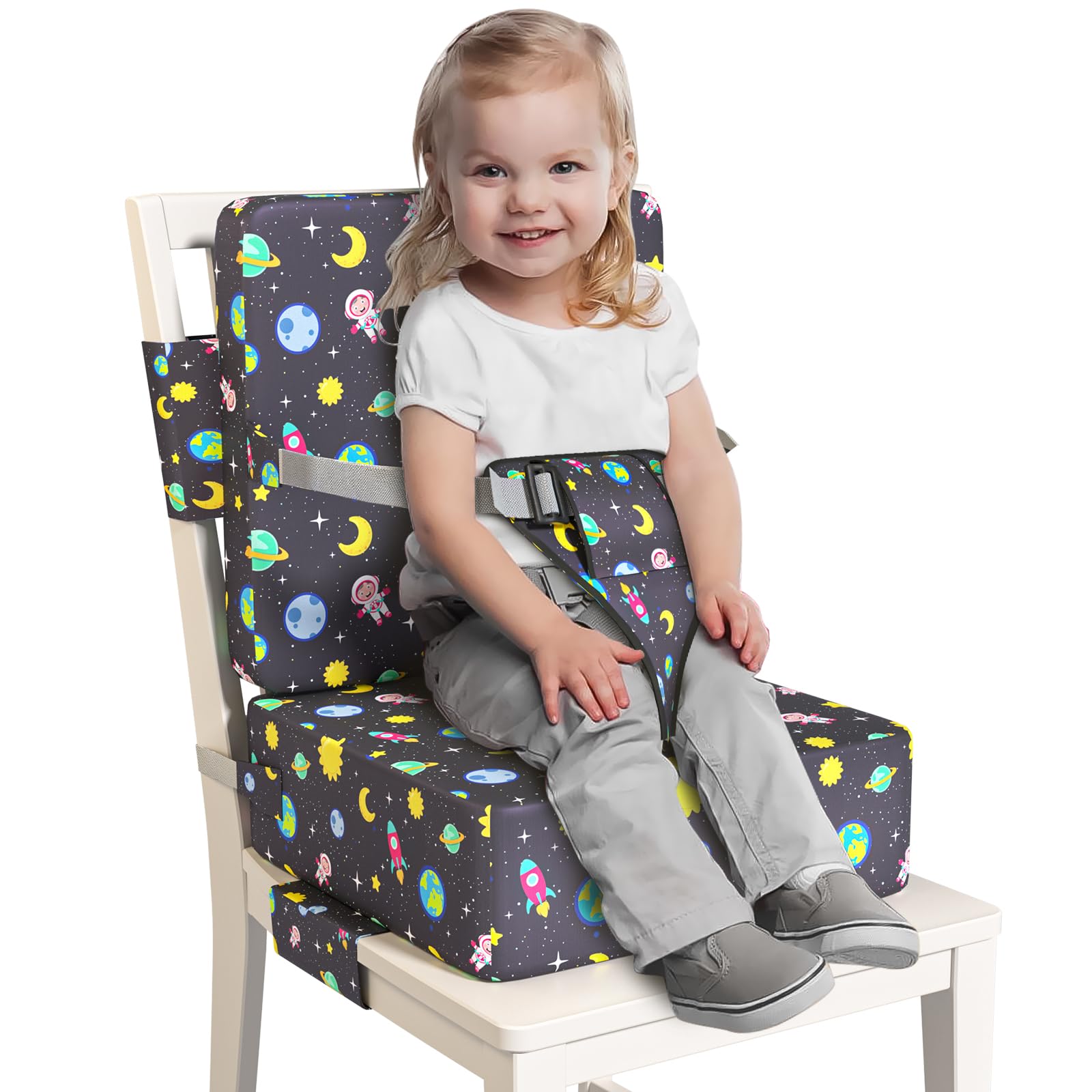 Booster Seat for Dining Table, Toddler Booster Seat for Dining Table with Safety Buckles, Anti-Scratch Easy Cleaning Toddler Sea