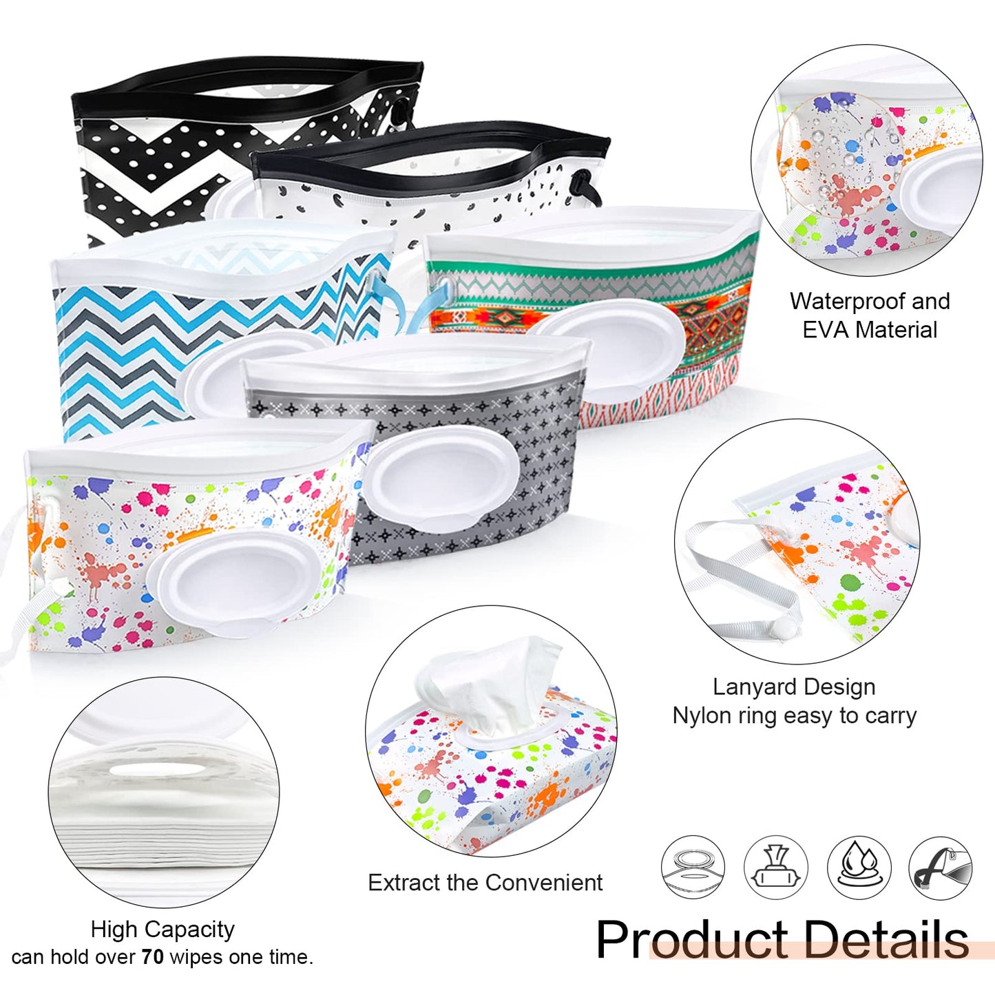8Pcs Baby Wipes Dispenser, Reusable Baby Wipe Holder Box And Portable Wet Wipes Pouch, Refillable Wipes Pouch Case Container Wit