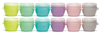 Melii Snap & Go Baby Food Storage Containers - 12 Pack, Multicolored 2 Oz Stackable Snack Containers, Freezer Safe With Airtight