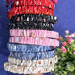 Ruched Satin Hair Band, Multicolour, Printed, Scrunchie Headband for Girls, Pack of 7