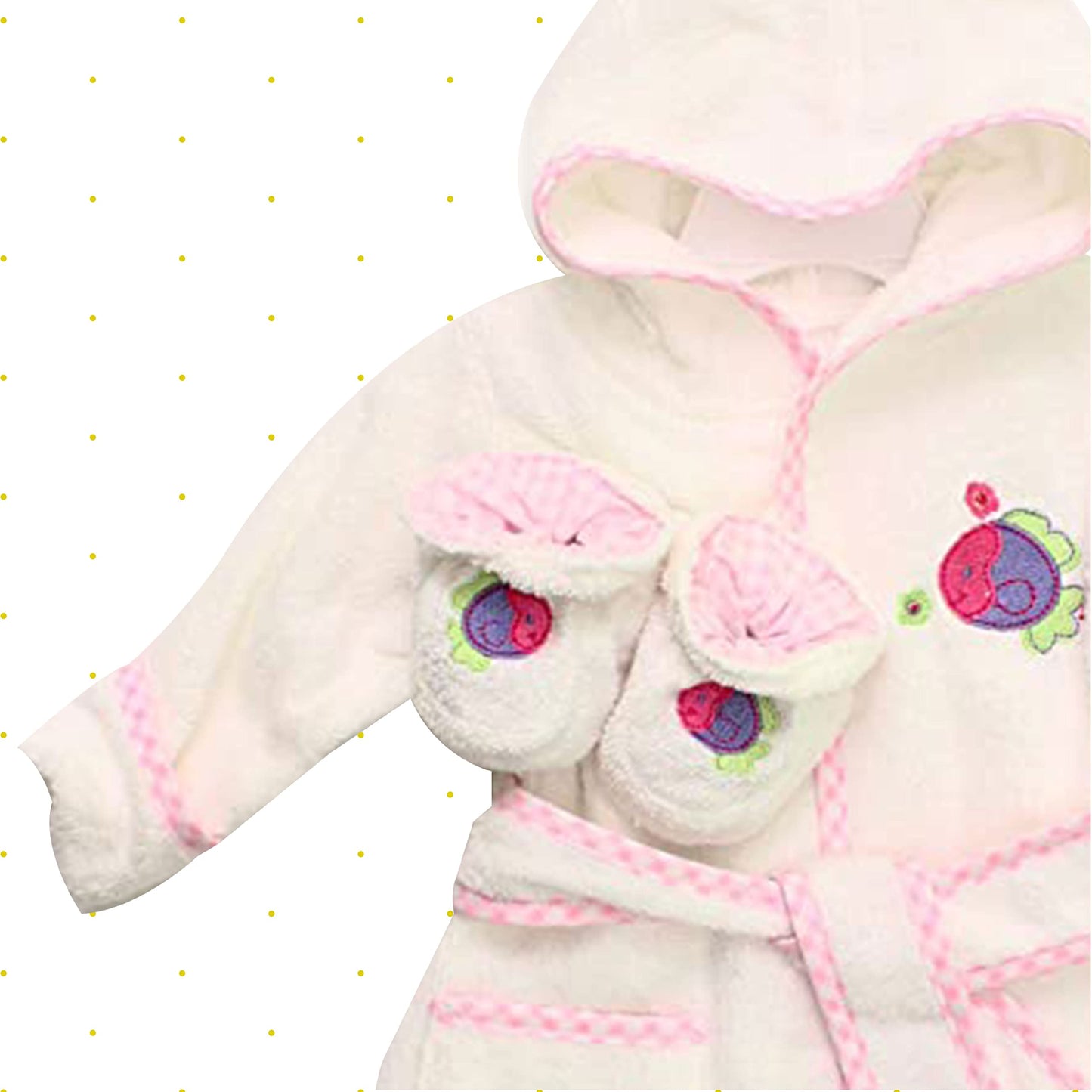 Spasilk 100% Cotton Hooded Terry Bathrobe With Booties, White Fish, One Size