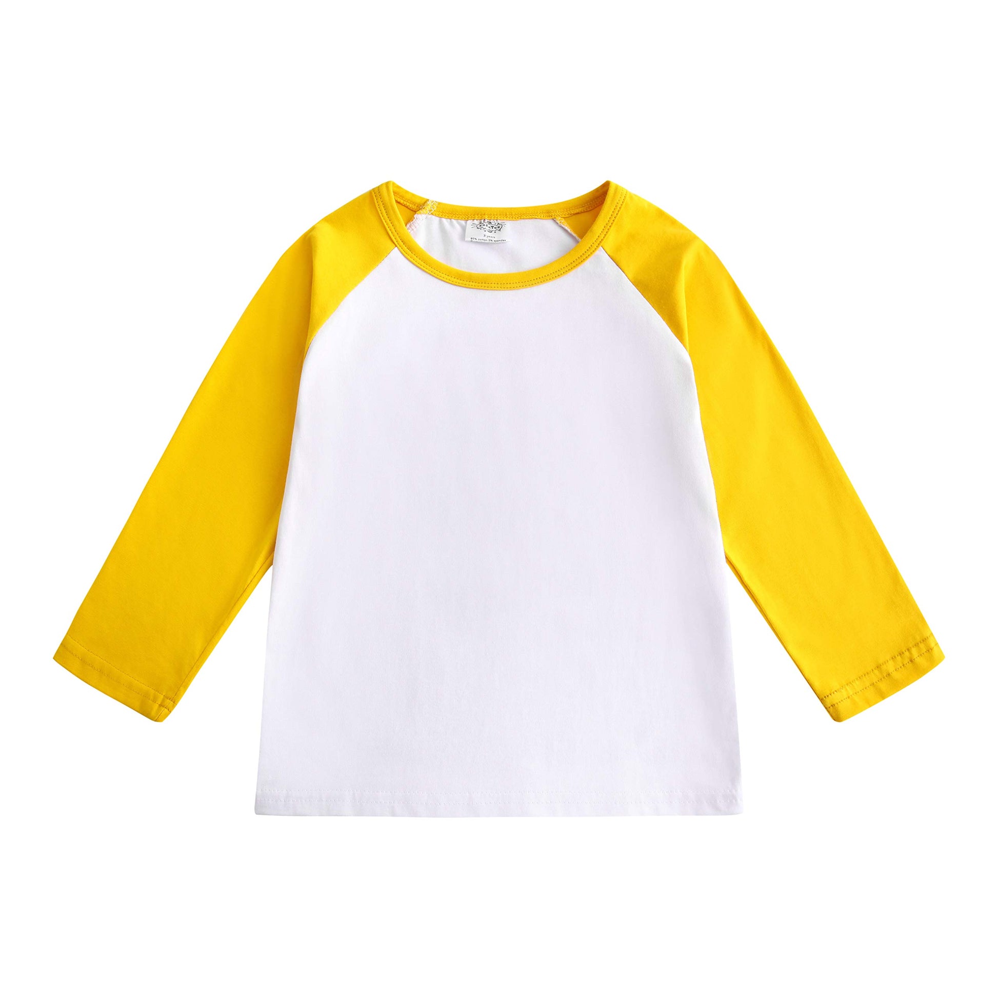 Creator Toddler Baby Girls Boys Long Sleeve Shirts Raglan Shirt Baseball Tee Cotton T-Shirt (Yellow, 4 T)