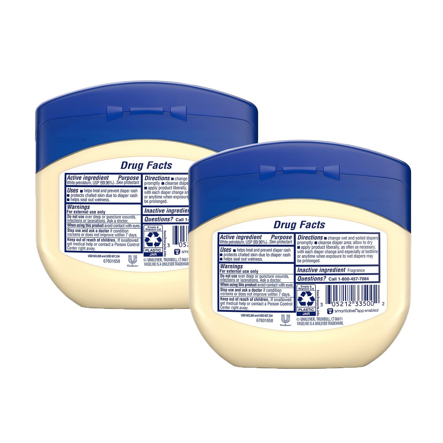 Vaseline, 100% Pure Petroleum Jelly Baby, Dermatologist Recommended, Hypoallergenic, Skin Protectant, Treat & Prevent Diaper Ras