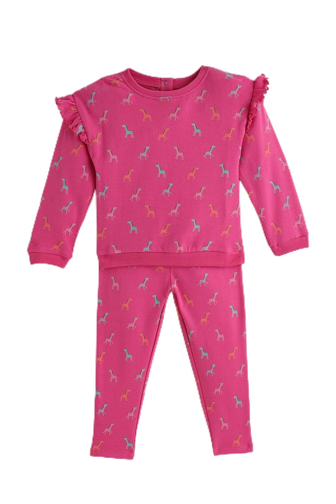 One Friday | Kids Boys Pink Animal Printed Night Suit