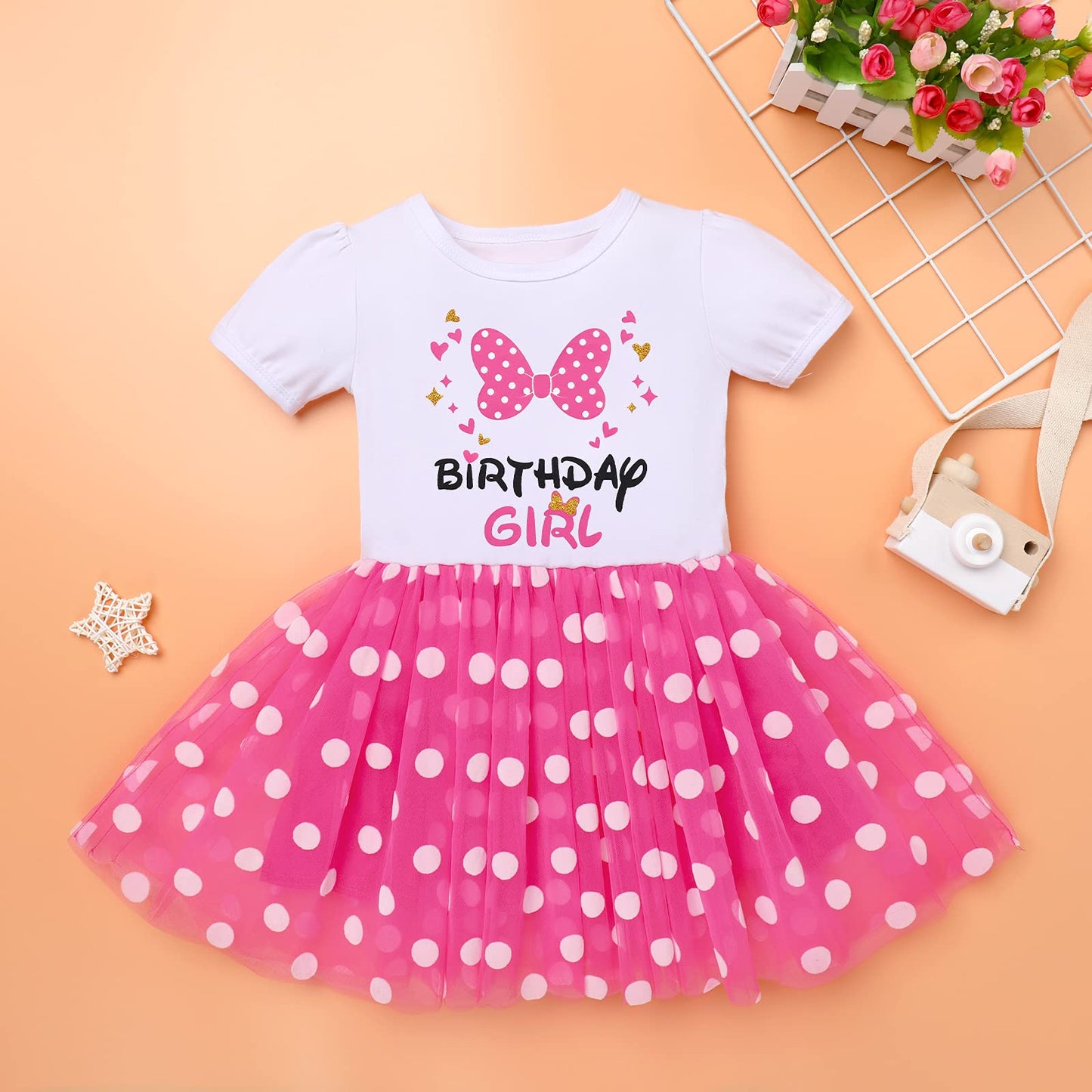 Imekis Mouse 6Th Birthday Outfit Baby Girls Dress Polka Dots Mini Tutu Headband Six Years Old Cake Smash Photo Shoot Kids Sixth