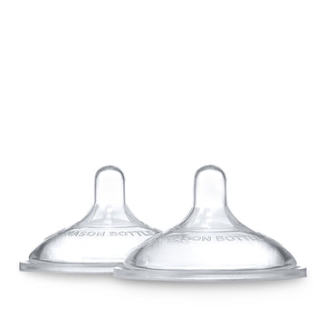 Mason Bottle Silicone Nipples: Medium Flow For 3-6 Months, Wide Natural-Shaped, Make A Bpa-Free Glass Baby Bottle Using Any Regu