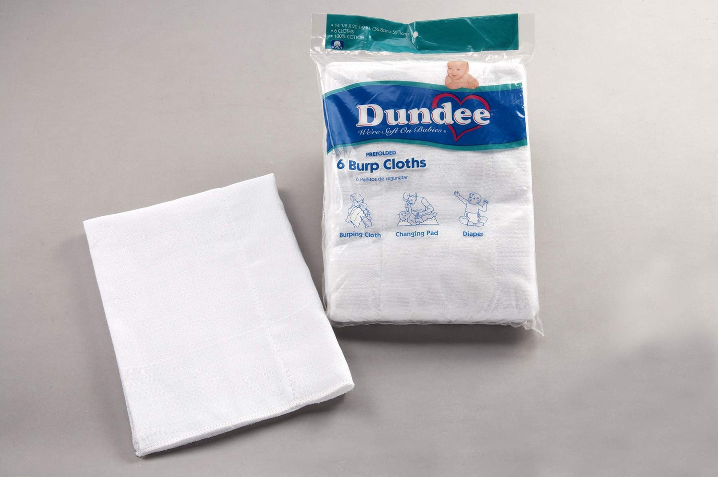 Dundee Burp Cloths/Diapers, White , 14.5X20.5 Inch (Pack Of 6)