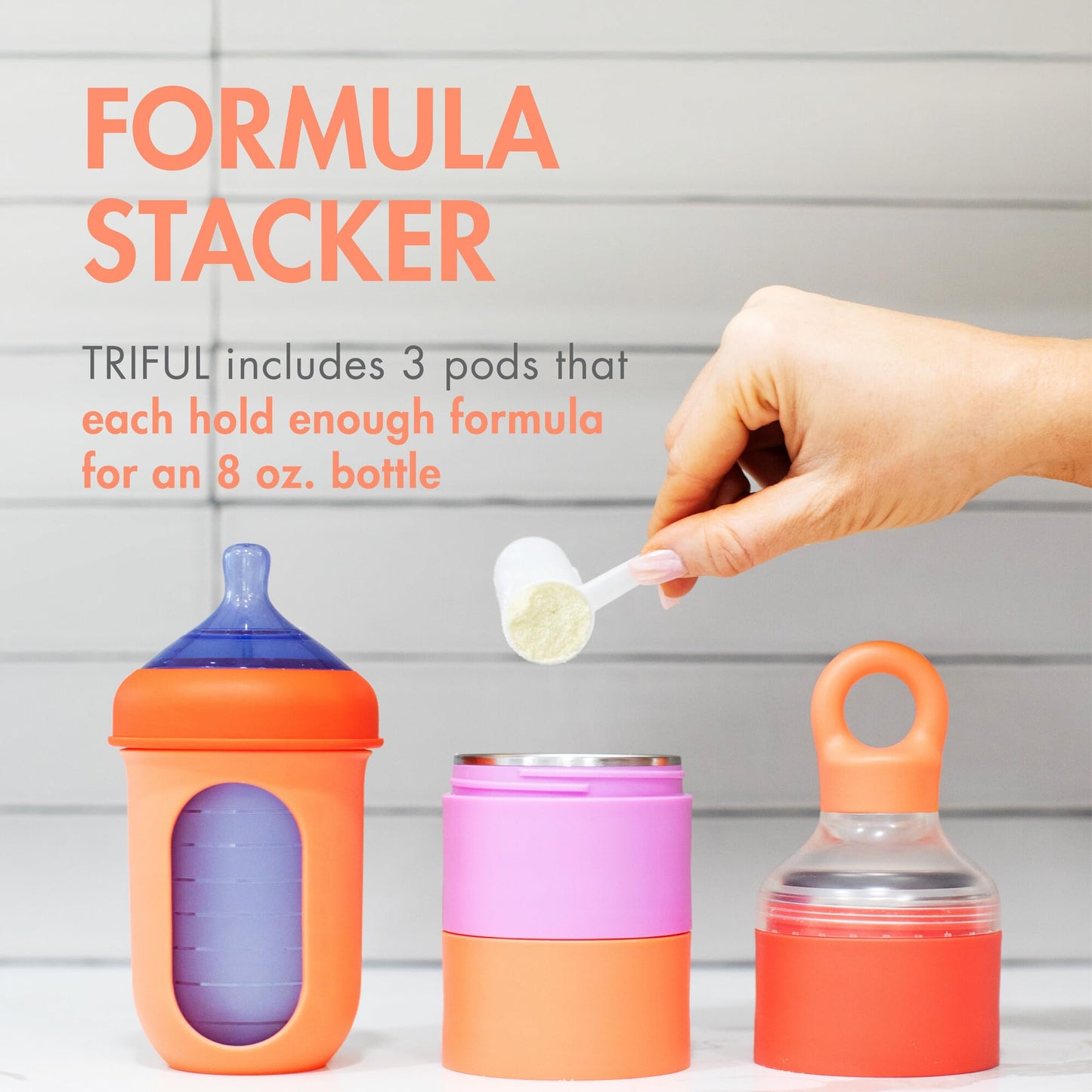 Boon Triful Baby Formula Dispenser On The Go - Insulated Stainless Steel Formula Containers with Stacking Design - Baby Bottle-F