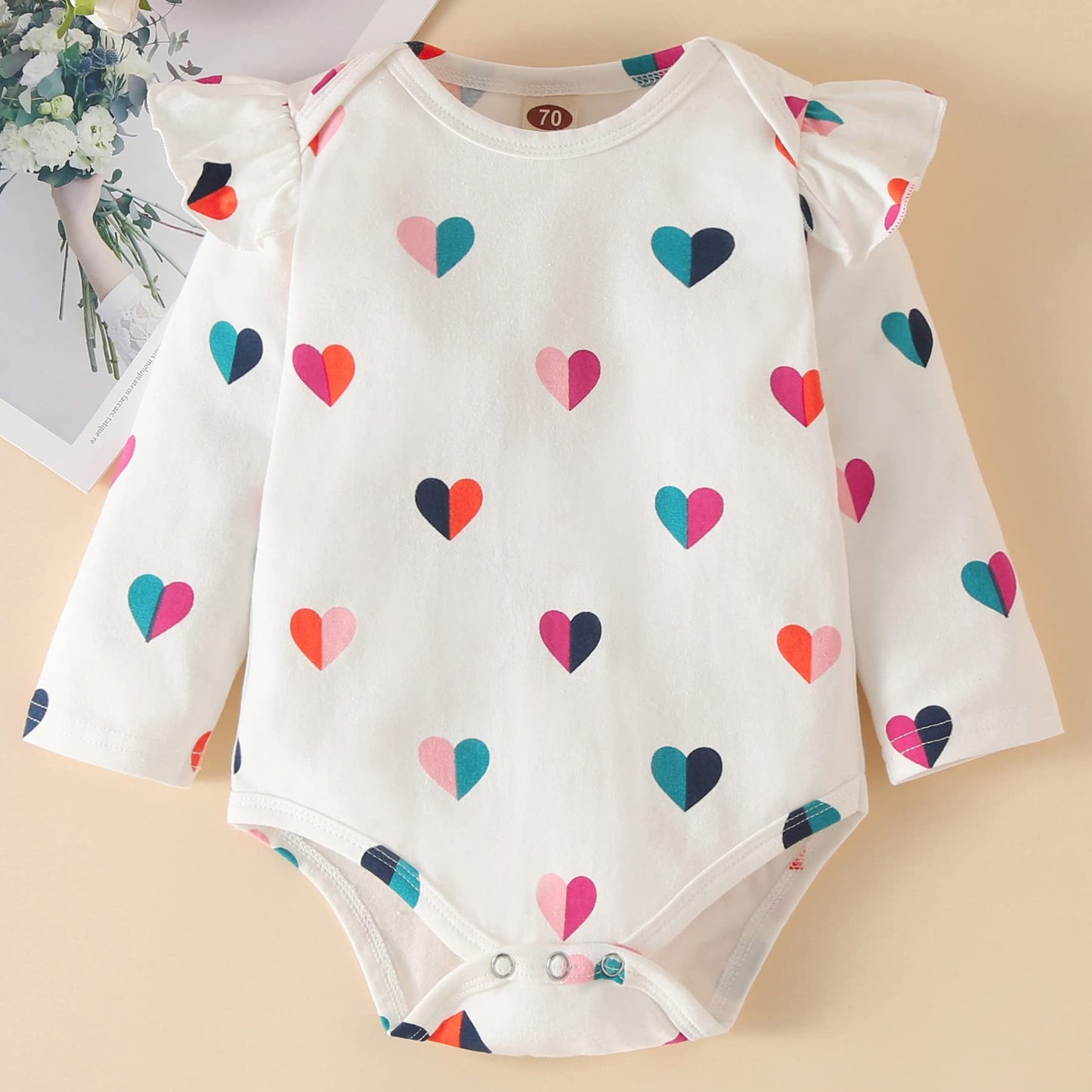 Fullfamous Baby Girl Clothes Gifts Outfits,Fall Winter Long Sleeve Romper And Pant Set Raspberry Heart 18-24 Months