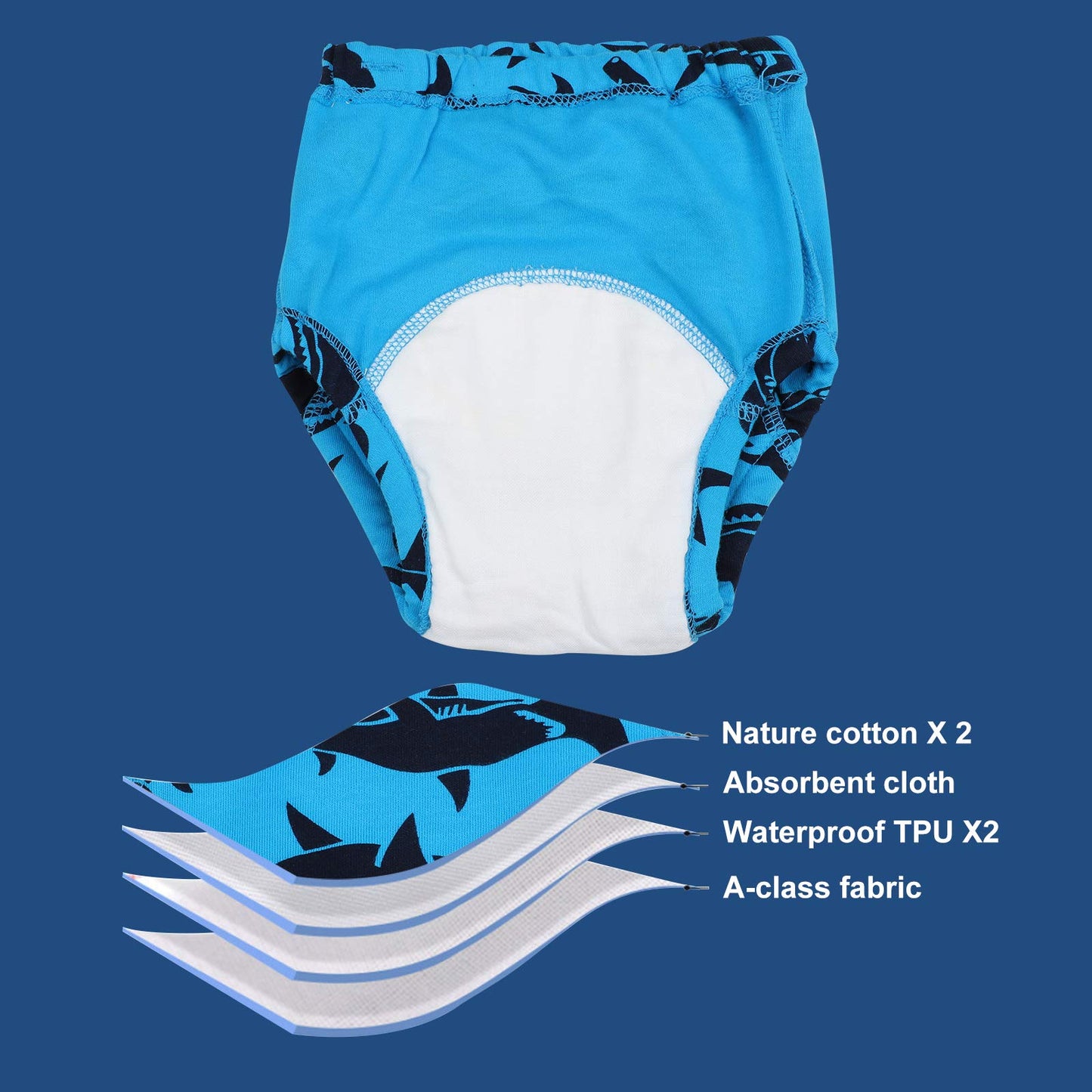 Moomoo Baby 6 Packs Cotton Training Pants Reusable Toddler Potty Training Underwear For Boy And Girl Dinosaur-4T Blue