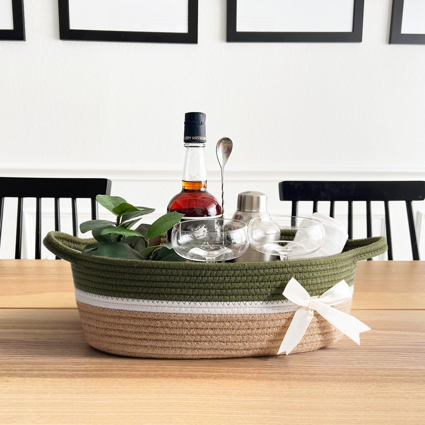 Chicvita Small Storage Basket For Gifts Empty, Cute Decorative Basket For Living Room, Baby Gift Basket For Nursery, Rope Basket