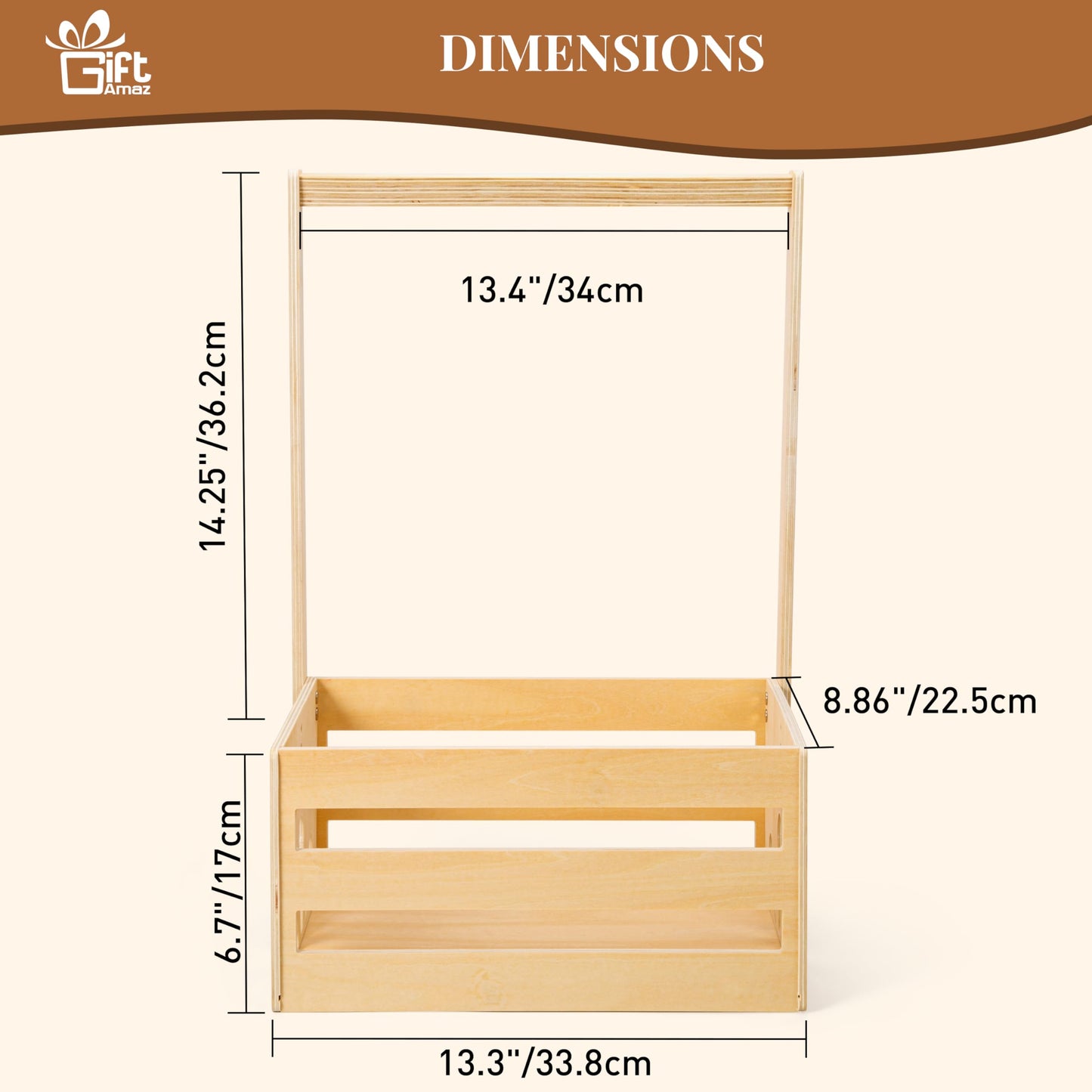 Giftamaz Wooden Baby Shower Crate Closet, Baby Storage Crate With Handle, Basket For Baby Shower Gifts, Welcome Gift Basket For