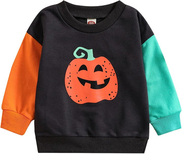 Boebnozcv Baby Boy Girl Halloween Pumpkin Patch Sweatshirt Tops Outfit Toddler Multicolor Oversized Sweater Shirts Fall Clothes
