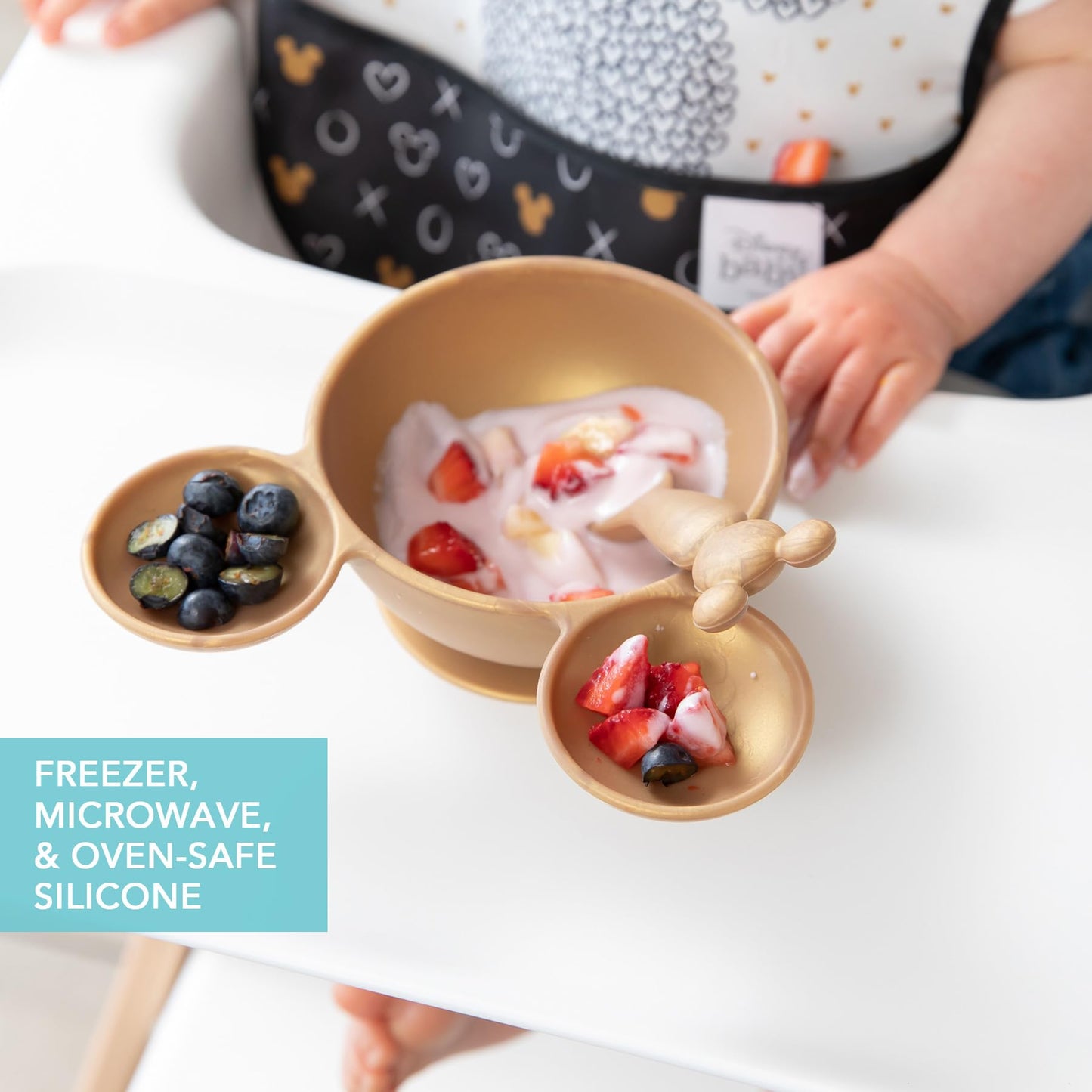 Bumkins Disney Baby Bowl, Silicone Feeding Set With Suction For Baby And Toddler, Includes Spoon, First Feeding Set, Essentials