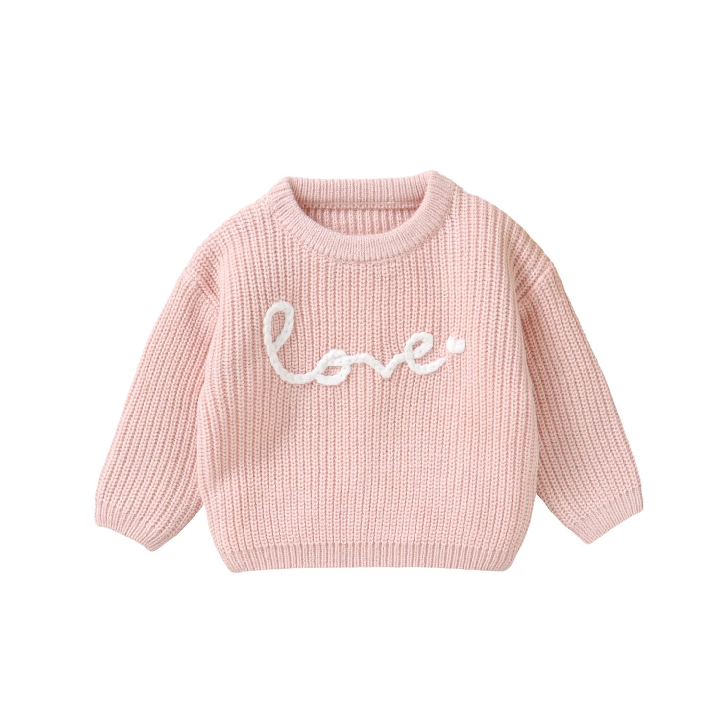 Ayalinggo Valentines Baby Girl Boy Outfit Toddler Knit Sweater Long Sleeve Crewneck Sweatshirt St Patricks Day Clothes (Pink Lov