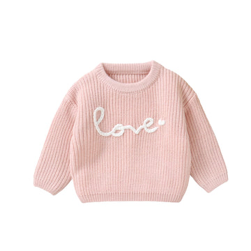 Ayalinggo Valentines Baby Girl Boy Outfit Toddler Knit Sweater Long Sleeve Crewneck Sweatshirt St Patricks Day Clothes (Pink Lov