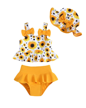 Toddler Girl Bathing Suit Baby Girl Swimsuit 18-24 Month Yellow Dasiy Baby Girl'S Bikini Summer Swimwear Beach Tankini Outfits S