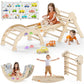 Pikler Triangle Set With Cushion 9 In 1 Foldable Montessori Climbing Toys For Toddlers 1-3 Indoor Wooden Kids Playground Baby Cl