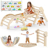 Pikler Triangle Set With Cushion 9 In 1 Foldable Montessori Climbing Toys For Toddlers 1-3 Indoor Wooden Kids Playground Baby Cl