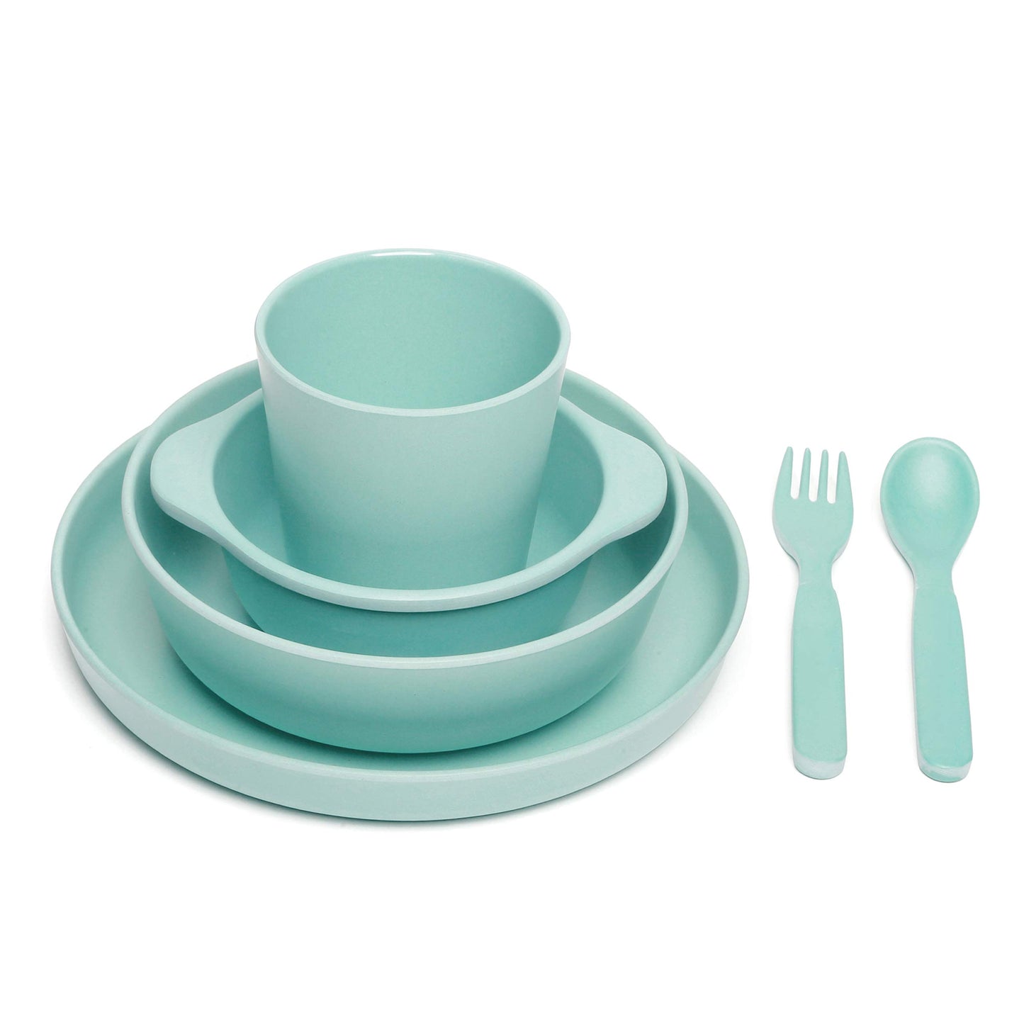 Goobie Baby Bamboo 6 Piece Childrens Dinnerware Set, Non Toxic & Eco Friendly Kids Mealtime Set For Healthy Infant Feeding, Grea