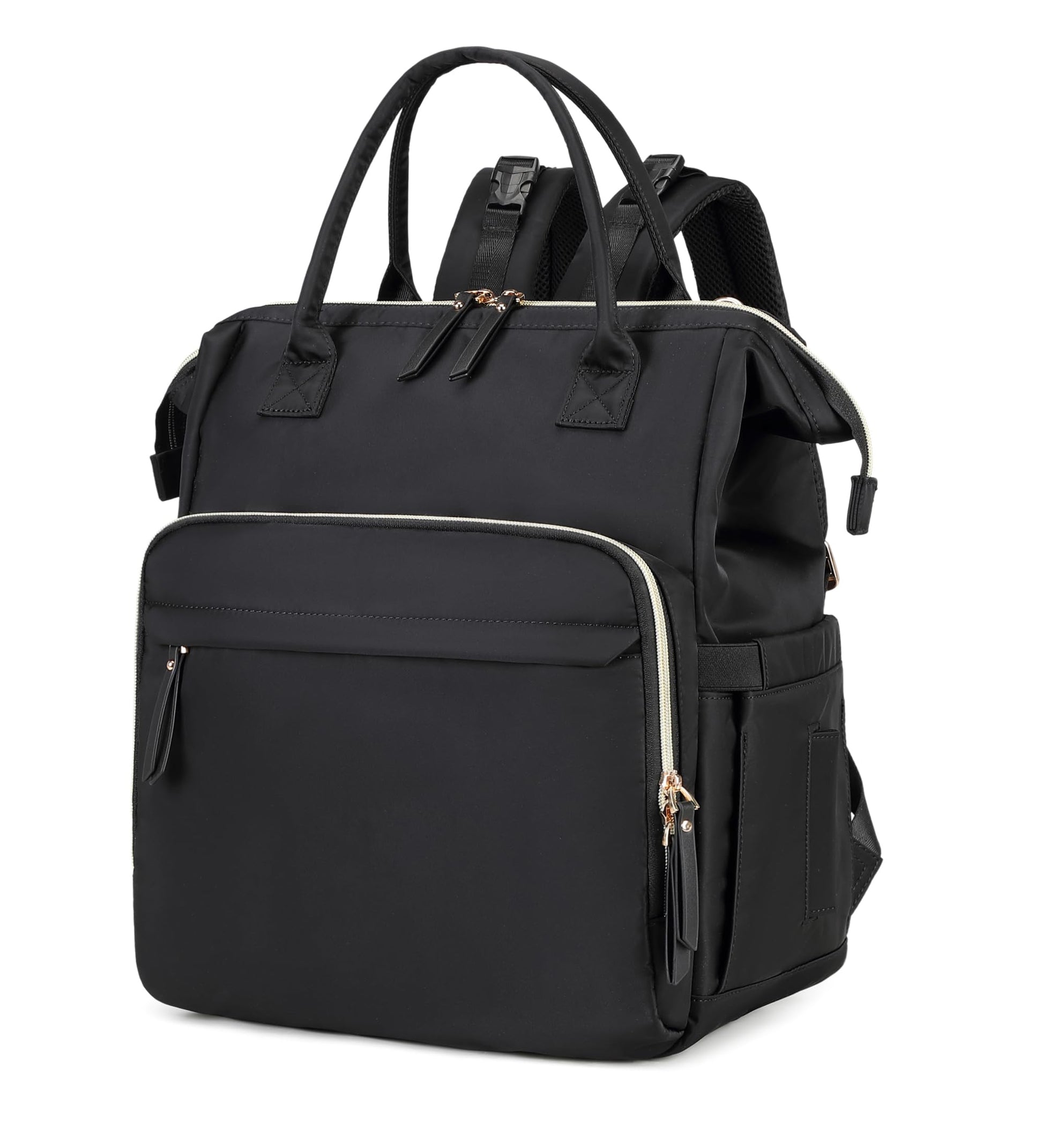 LORADI Convertible Diaper Bag Tote, Wide Open Top 14 Pockets Stylish Baby Diaper Bag with Stroller Buckle, Water-resistant (Blac