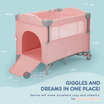 Harppa Pack And Play 5 In 1, Portable Baby Playard For Travel, Baby Bassinet Bedside Sleeper With Mattress, Rolling Bassinet For