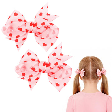 Doneace Valentine Hair Bow Clips Love Heart Hair Clips Red Bow Pink Bowknot Hair Barrettes Valentine Heart Hair Pins Boutique Al