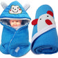 BRANDONN Newborn Combo of Shearing Velvet and Fleece Hooded Baby Blanket (Pack of 2, Blue)