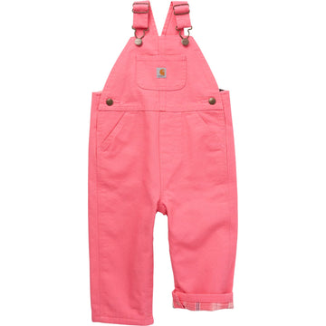 Carhartt Girls Bib Overalls (Lined And Unlined), Pink Lemonade, 18 Months