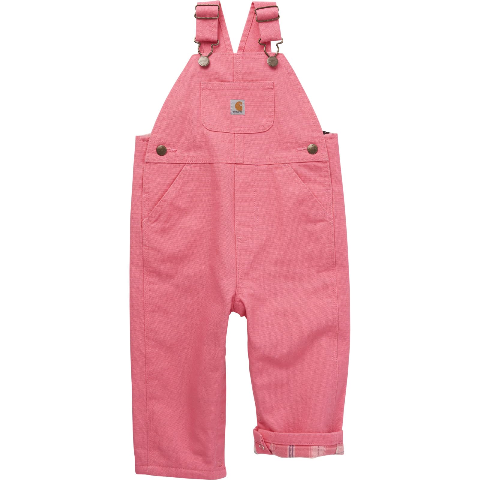 Carhartt Girls Bib Overalls (Lined And Unlined), Pink Lemonade, 12 Months