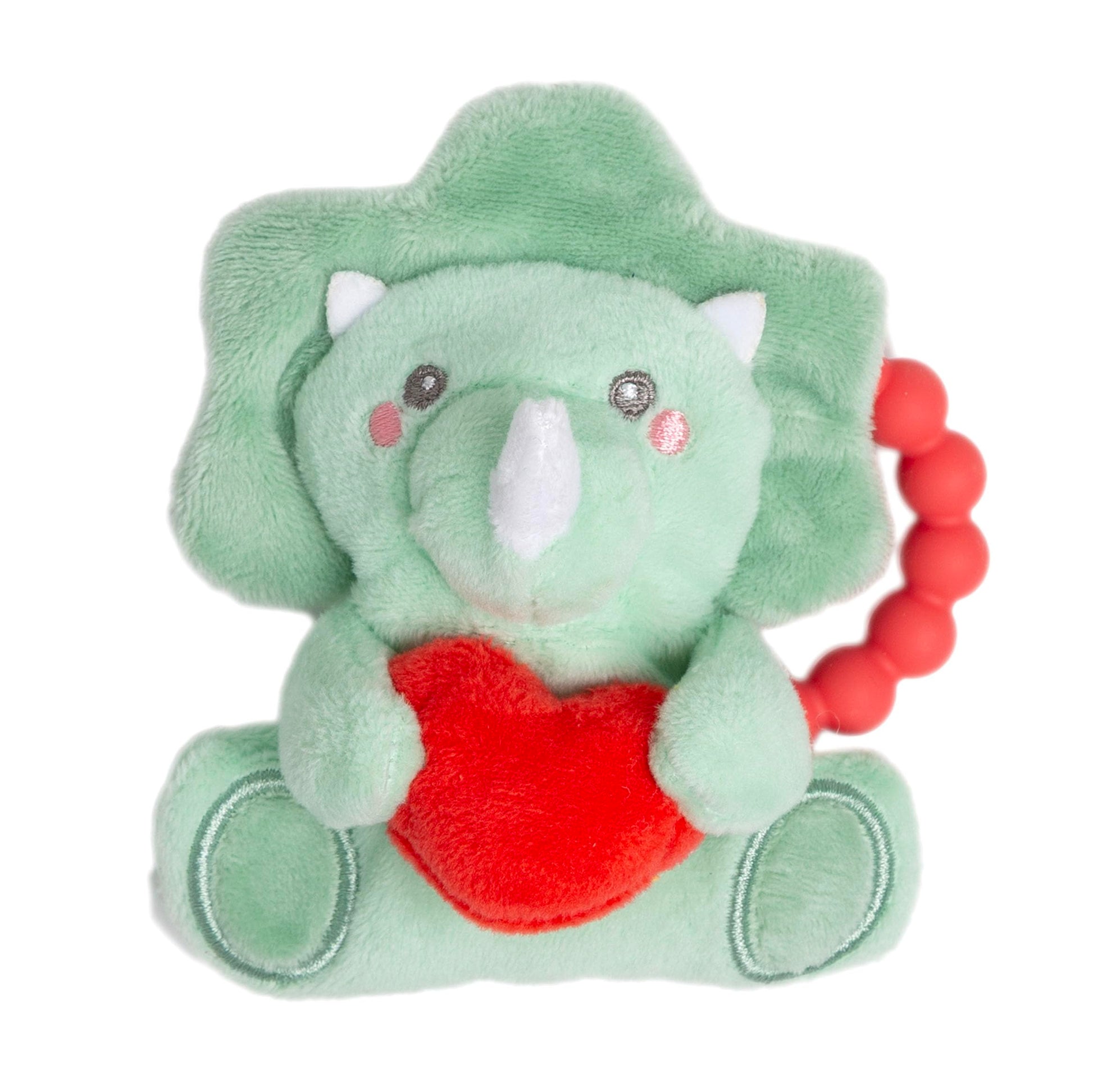 Pearhead Dinosaur Baby Teether - BPA-Free Silicone Teething Ring, Soft Crinkle Sensory Rattle, Dino Baby Gift for Boys and Girls